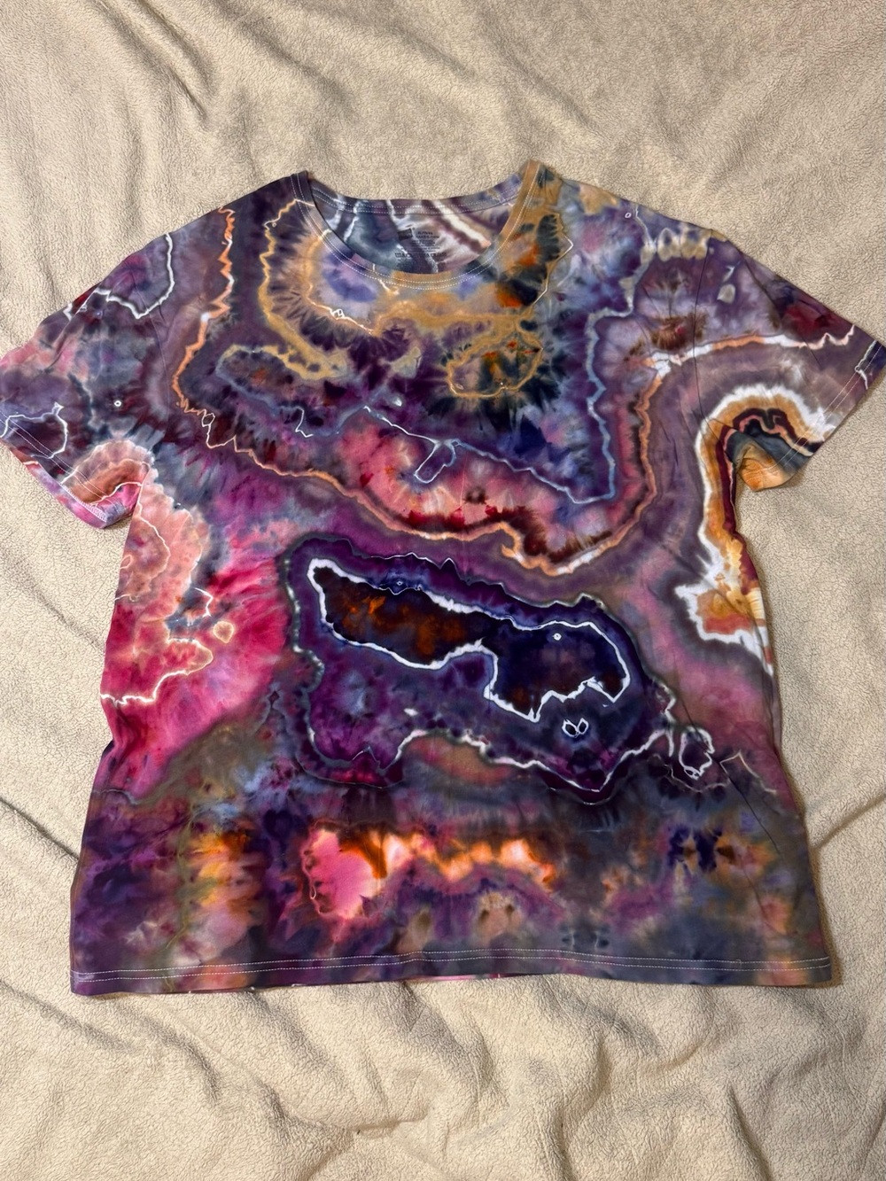 Hanes Tie-Dye Short Sleeve T-Shirt in Purple, Pink, Orange, Yellow